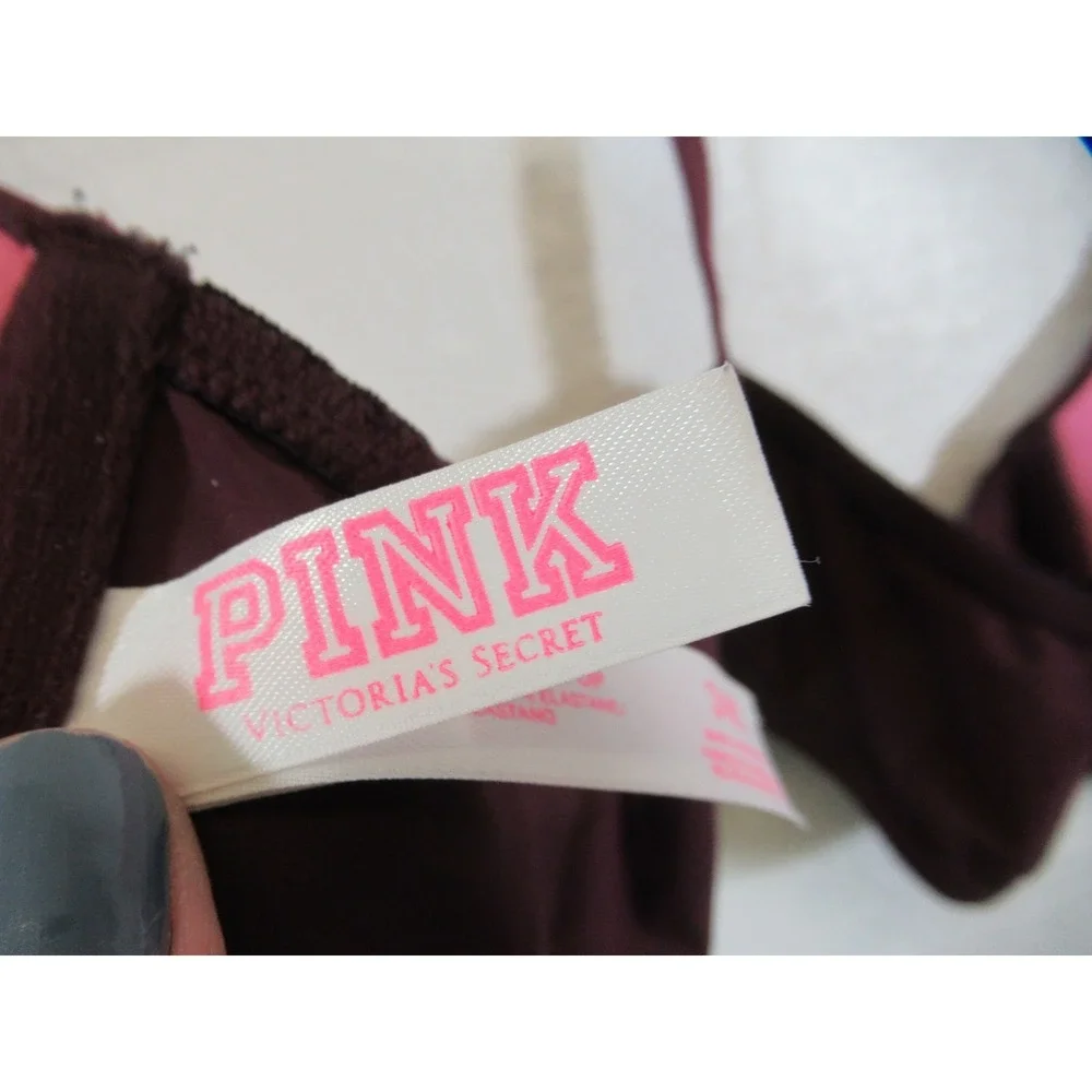 Victoria's Secret PINK Front Close Push Up Bra 34C Burgundy Underwire T-Strap